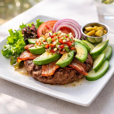 Chilis alex santafe burger no bun no sauce