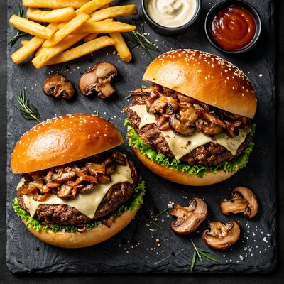 Chilis mushroom swiss burgers