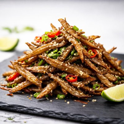Chill fried anchovies