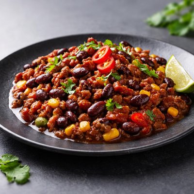 Chilli beef with beans