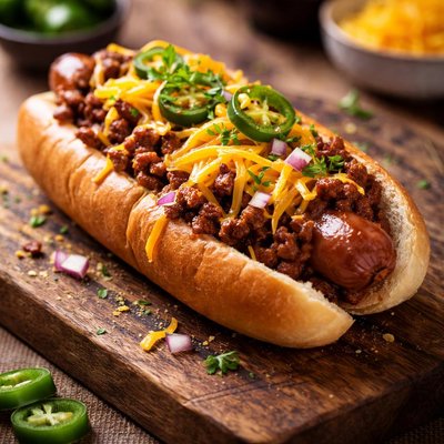 Chilli dog with cheese