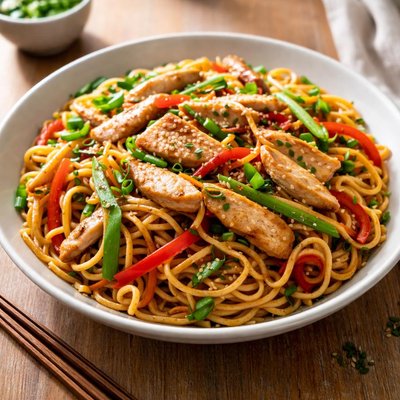 Chin chin chicken hakka noodles