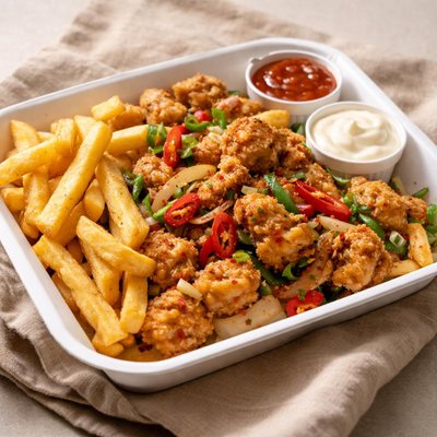 Chinease salt ans pepper chicken and chips takeaway