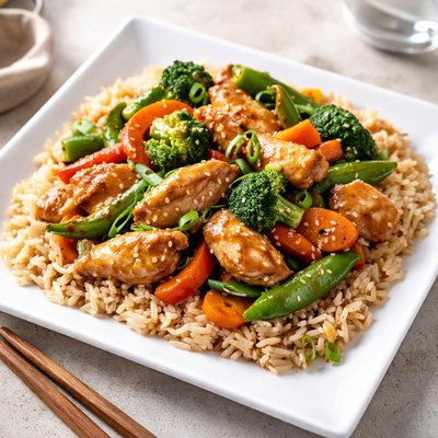 Chinese chicken with brown rice