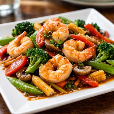 Chinese prawn stirfry