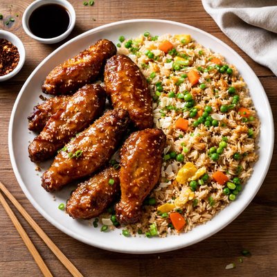 Chinese rice and wings