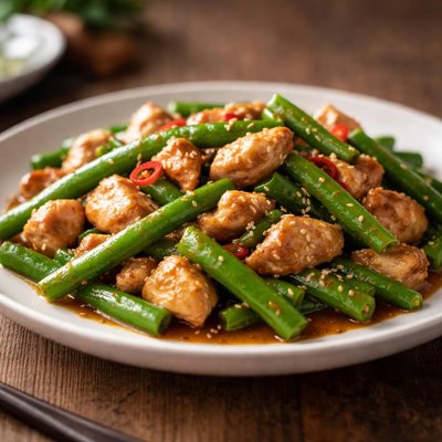 Chinese stir fry beans and chicken