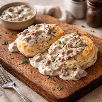 Chip beef on biscuits