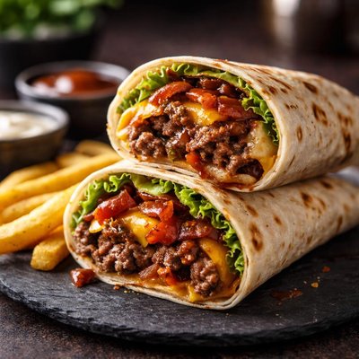 Chipotle bbq cheeseburger wrap