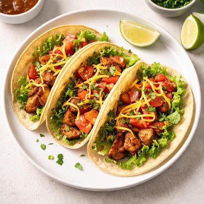 Chipotle tacos with chicken mild cheese and lettuce
