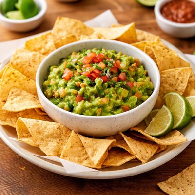 Chips and guacamole from down the hatch