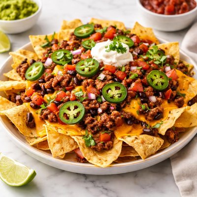 Chips cheese and chili nachos