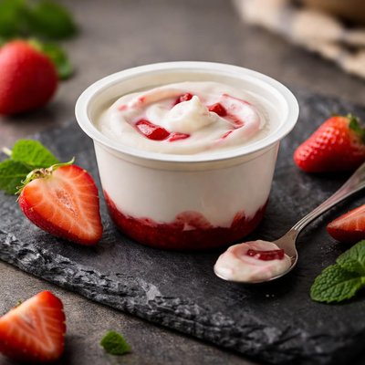 Chobani non fat greek yogurt strawberry on the bottom