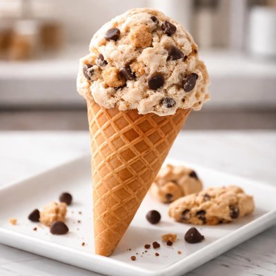 Choclate chip cookie dough icecream cone