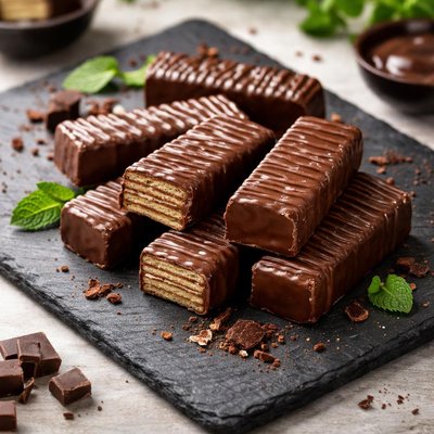 Chocolate-coated wafers