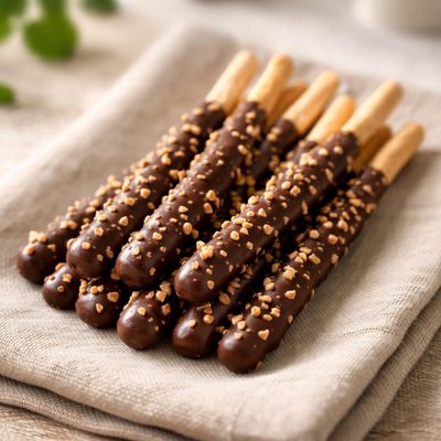 Chocolate-covered biscuit sticks