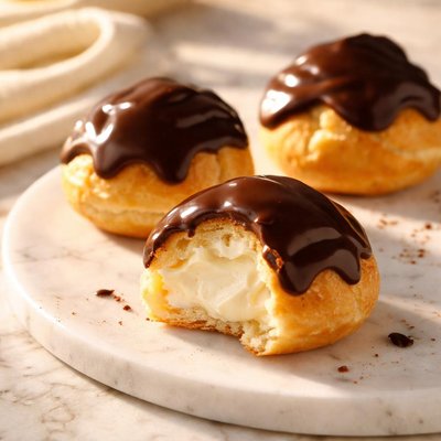Chocolate-covered cream puff