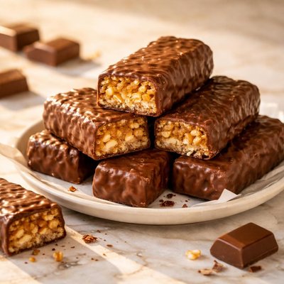 Chocolate-covered crispy snack