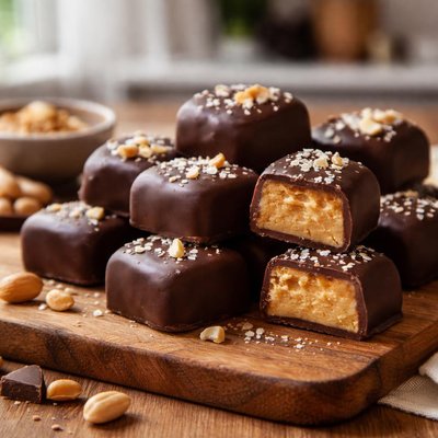 Chocolate-covered peanut butter bites