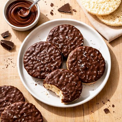 Chocolate-covered rice cake