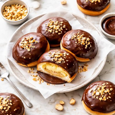 Chocolate-covered round pastry