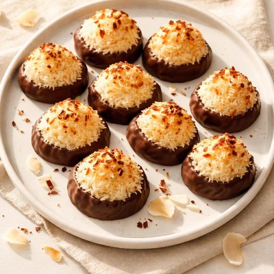 Chocolate-dipped coconut macaroon