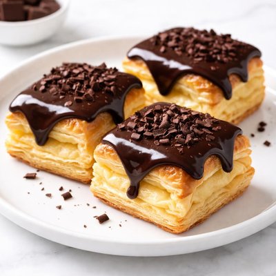 Chocolate-topped pastry