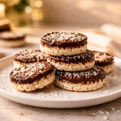 Chocolate and coconut mini rice cakes