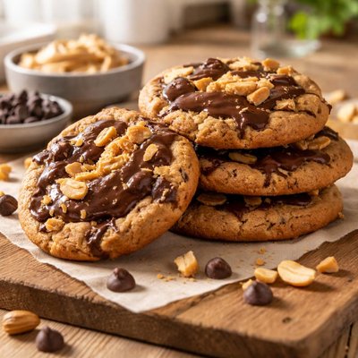 Chocolate and peanut butter cookie