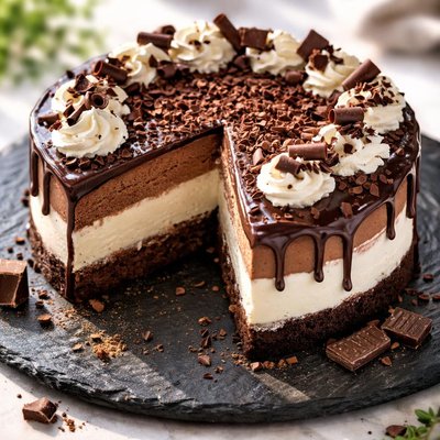 Chocolate and vanilla ice cream cake
