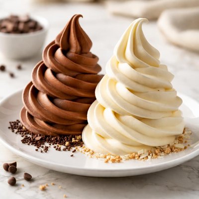 Chocolate and vanilla soft serve ice cream