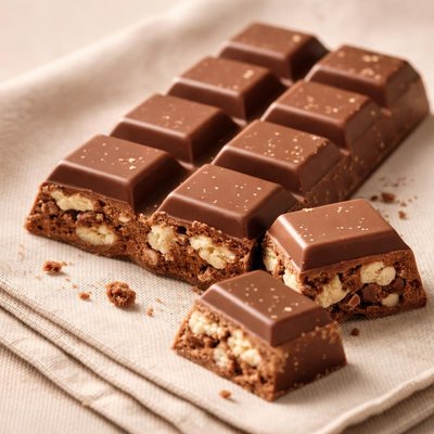 Chocolate bar with biscuit pieces