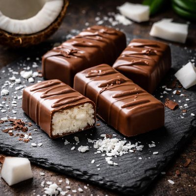 Chocolate bar with coconut filling