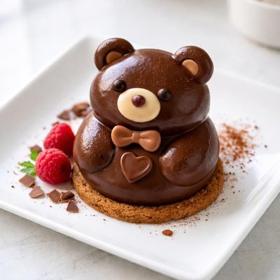 Chocolate bear-shaped cake