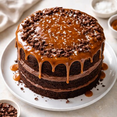 Chocolate birthday cake with salted caramel