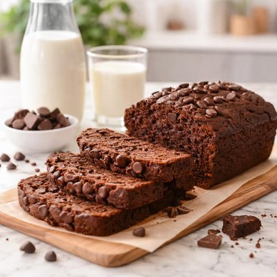 Chocolate bread with milk