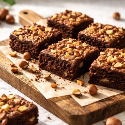 Chocolate brownie with hazelnuts