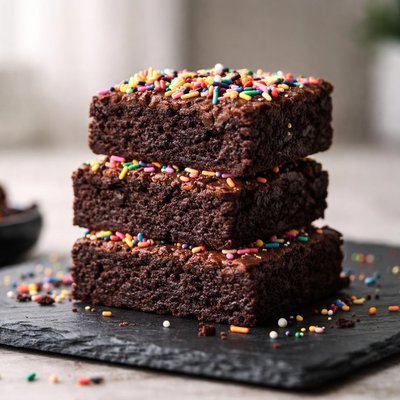 Chocolate brownie with sprinkles