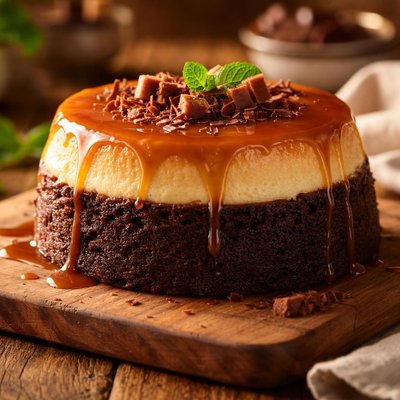 Chocolate cake flan