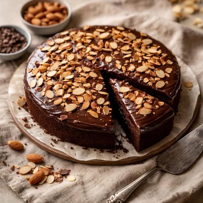 Chocolate cake with almonds