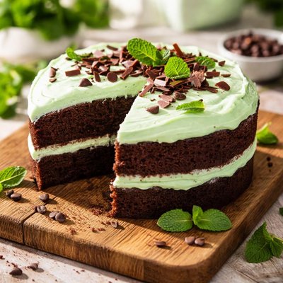 Chocolate cake with mint frosting