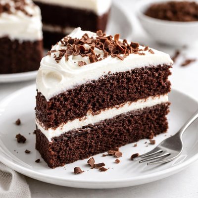 Chocolate cake with white frosting