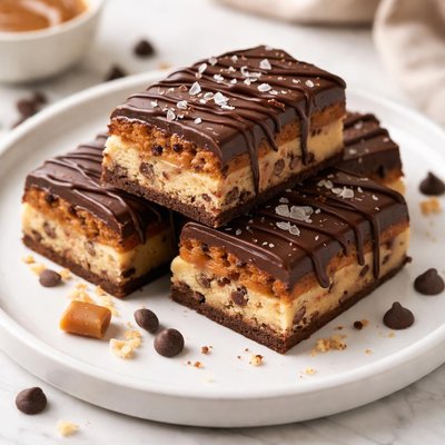 Chocolate caramel cookie dough bar