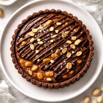 Chocolate caramel peanut tart