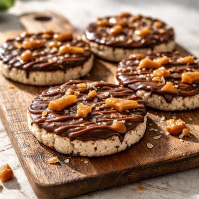 Chocolate caramel rice cake