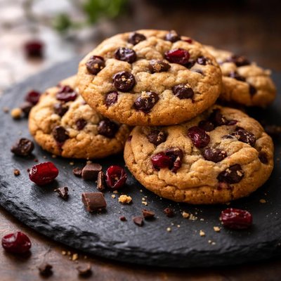 Chocolate chip and cranberry cookie