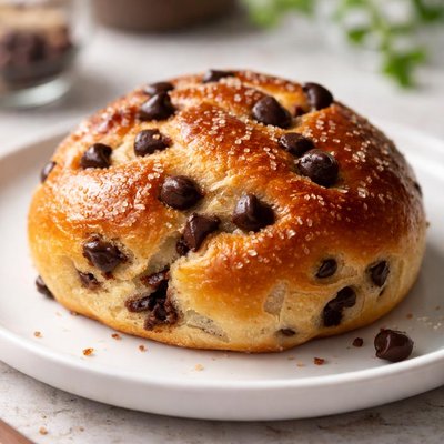 Chocolate chip brioche bun