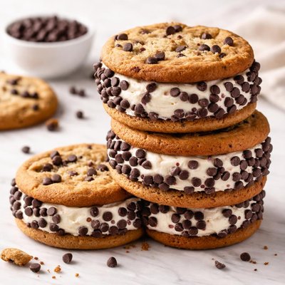 Chocolate chip ice cream sandwich