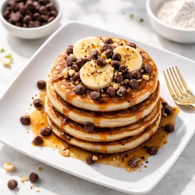 Chocolate chip protein pancake