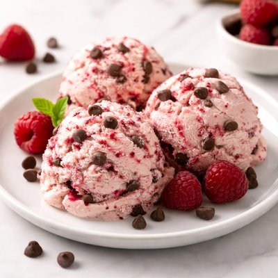 Chocolate chip raspberry ice cream